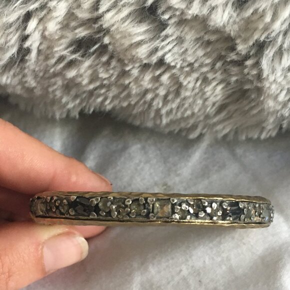 Tat2 Designs- Yellow 14k Gold (plated) Hammered Bangle Bracelet - Picture 1 of 8